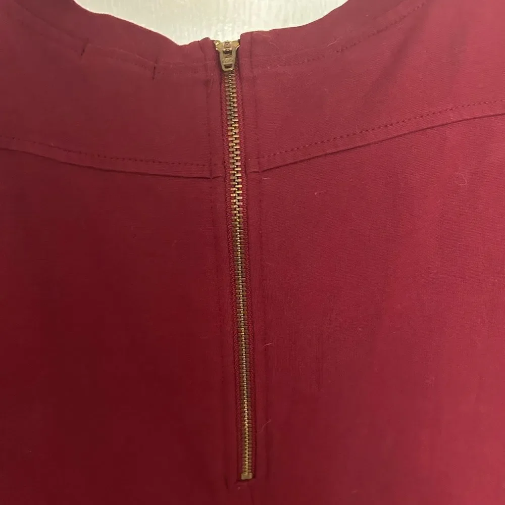 J. Crew Zipper Ponte Shift Dress in Burgundy Size 0 Spandex/Viscose Blend